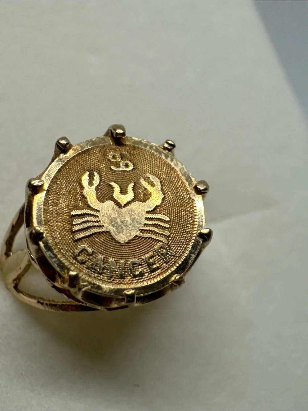 Vintage 14k Yellow Gold, Crab Cancer Horoscope Ring, Zodiac, Size 5.25